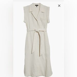 rag & bone Cream Pin Striped Sleeveless Button-Front Midi Dress